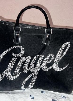Сумка для жінок victoria's secret чорна з написом angel