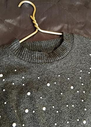 М'який теплий светр туніка з перлинками f&f, розмір l oversize, xl, xxl