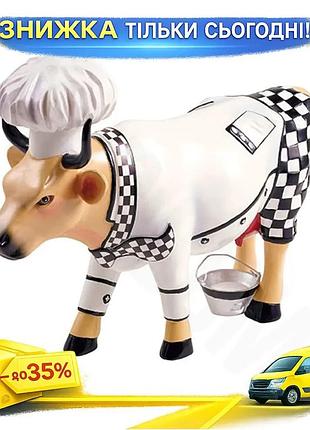 Ku статуэтка коллекционная корова universal fit chef cow полистоун для интерьера декор фигурка животно uni2l_k