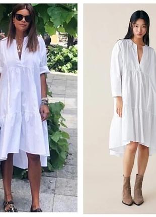 Белое платье zara миди, размер s - 10 - 44