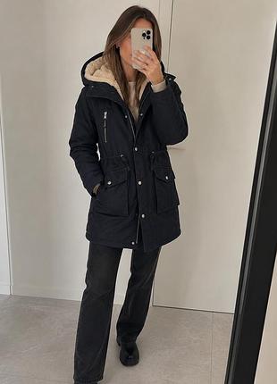 Жіноча тепла парка bershka xs | 2 в 1 | ідеальний стан