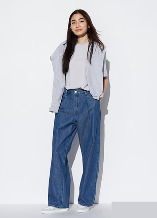 Свободные брюки - джинсы со сборкой, uniqlo