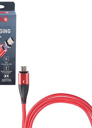 Кабель магнитный voin usb - micro usb 3а, 1m, red (быстрая зарядка/передача данных)