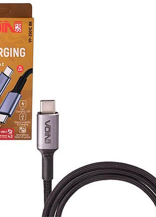 Кабель voin vp-3501c b type c - type c 5а/20v, qc4.0/pd 1m, black (быстрая зарядка/передача данных)