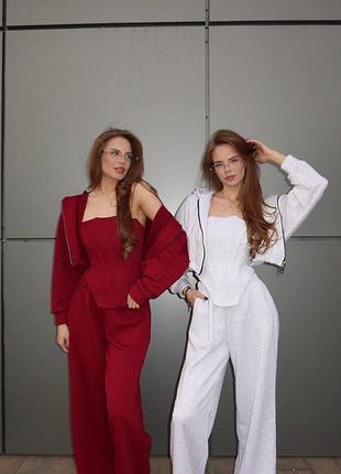 Костюм-тройка пенье серый меланж