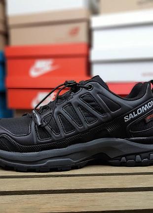Зимові чоловічі кросівки salomon xa pro 3d amphib gore-tex termo quicklace black winter чорного кольору термо