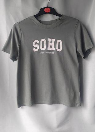 Хлопковая футболка с поношенным белым принтом soho new york