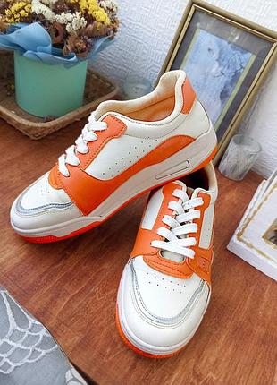 Кроссовки женские унисекс wrangler skate sneakers оригинал 38,5 39 кожаные бело оранжевый