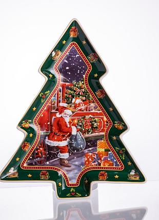 Ku сервірувальна новорічна страва universal fit з порцеляни santa 29х24 см для закусок та десертів фіг uni2l_k
