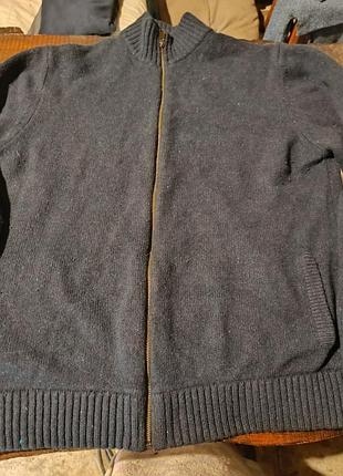Стильная темно-синяя теплая кофта на молнии m&amp;s (wool стрижка) 2