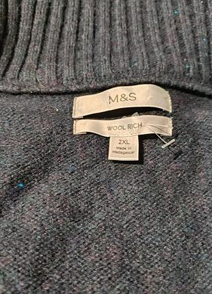 Стильная темно-синяя теплая кофта на молнии m&amp;s (wool стрижка) 4