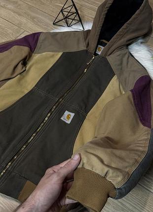 Куртка carhartt detroit jacket  reworked patchwork jacket vintage work jacket 3