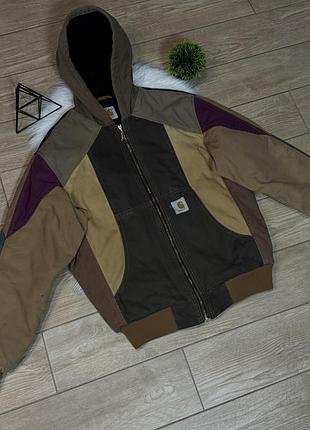 Куртка carhartt detroit jacket  reworked patchwork jacket vintage work jacket 2
