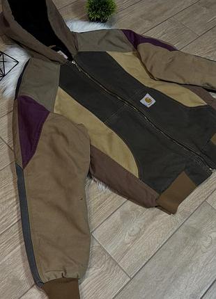 Куртка carhartt detroit jacket  reworked patchwork jacket vintage work jacket 4