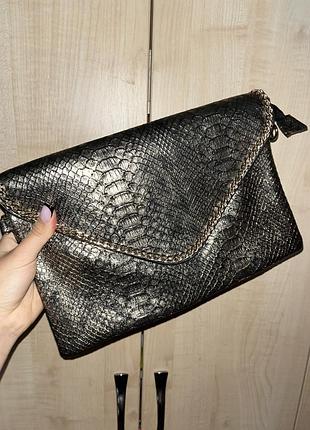Вінтажний вечірній клатч сумочка під зміїну шкіру (snake print) з ланцюжком