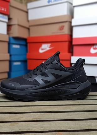 Зимние утепленные мужские кроссовки salomon elixir activ gore-tex winter termo black grey саломон черного с серым цветов термо