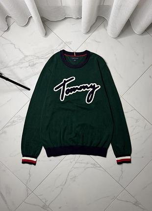 Стильний брендовий джемпер tommy hilfiger у насиченому темно-зеленому кольорі.