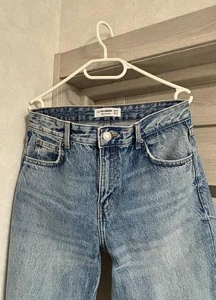 Новые женские джинсы pull &amp; bear, 38 размер, прямого кроя, голубые, средняя посадка