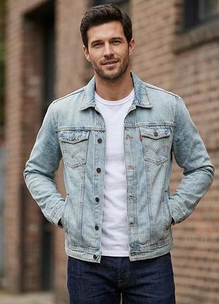 Мужская джинсовая куртка levi's slim fit, размер xl (светло-голубая)
​