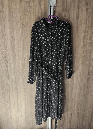 Плаття-сорочка v by very, розмір 16 (uk), чорне з принтом "зірки", на поясі