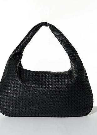 Сумка amica margo чорна плетена в стилі bottega lovandbag
