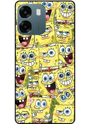 Силиконовый чехол бампер для oppo a6 с рисунком губка боб sponge bob