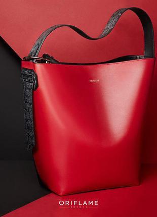 Червоно-чорна сумка ava з гаманцем oriflame оріфлейм оріфлейм червона/чорна + гаманець9 фото