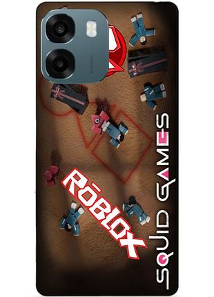 Силиконовый бампер чехол для oppo a6 с рисунком roblox игра в кальмара роблокс