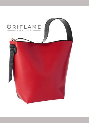 Червоно-чорна сумка ava з гаманцем oriflame оріфлейм оріфлейм червона/чорна + гаманець8 фото
