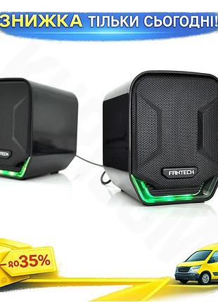 Ku колонки fantech 2.0 universal fit usb провідні для музики та ігор чорні портативні акустичні систем uni2l_k
