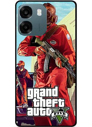 Силиконовый чехол бампер для oppo a6 с картинкой gta гта