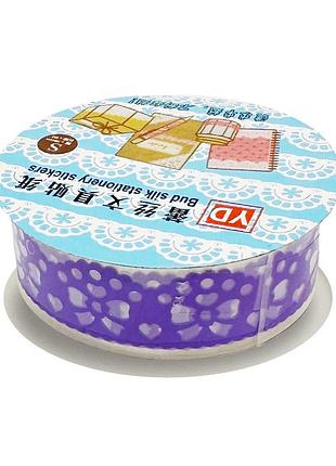Декоративний скотч з орнаментом "серце" №63(violet) 1,8 см х 1 м