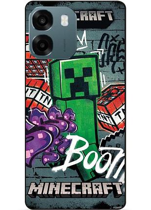 Силиконовый чехол бампер для oppo a6 с рисунком крипер майнкрафт minecraft