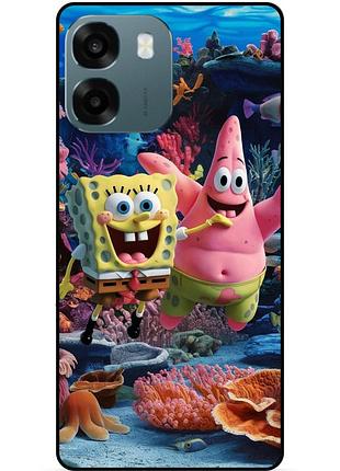 Силиконовый бампер чехол для oppo a6 с рисунком sponge bob губка боб