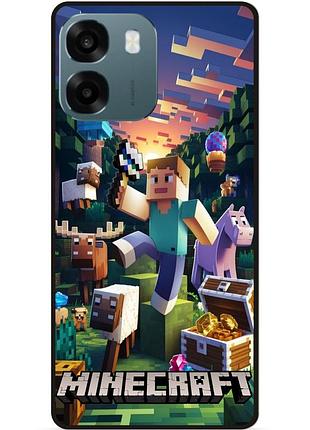 Силиконовый чехол бампер для oppo a6 с картинкой minecraft майнкрафт