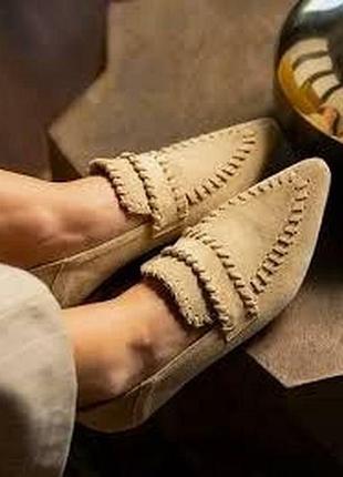 Нові замшеві мюлі zara мокасини балетки туфлі