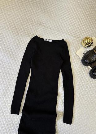 Чорне мідіплаття в рубчик zara 5