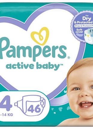 Подгузники pampers active baby maxi размер 4 (9-14 кг) 46 шт (8001090949097)