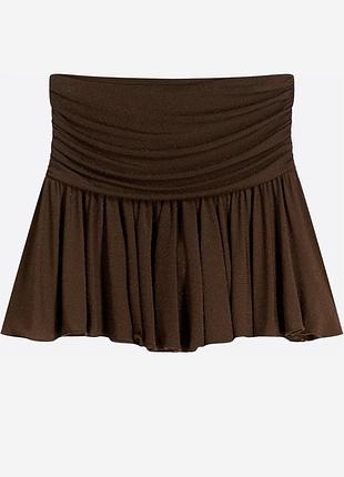 Bershka блискуча міні спідниця з шортами