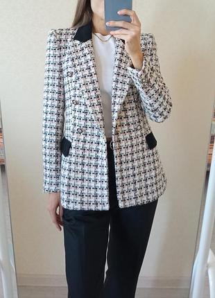 Твидовый пиджак zara 3