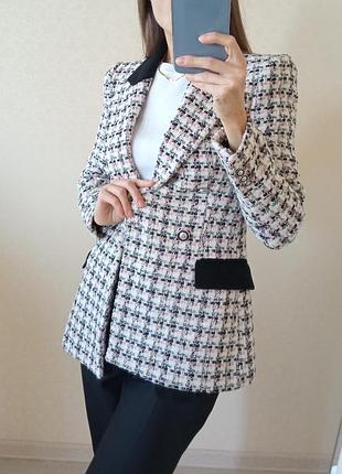 Твидовый пиджак zara 4