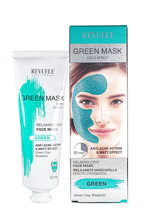 Маска для лица от акне revuele anti-acne green face mask cryo effect 80 мл