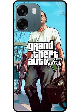Силиконовый чехол бампер для oppo a6 с рисунком гта gta