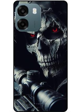 Чехол силиконовый бампер для oppo a6 с рисунком скелет череп