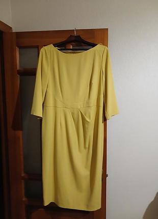 Элегантное горчичное платье-футляр marks &amp; spencer, размер u9 16 / eur 44 (l/xl)