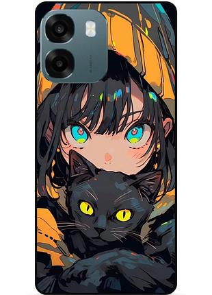 Силиконовый бампер чехол для oppo a6 с рисунком аниме котик