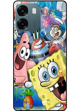 Силіконовий чохол бампер для oppo a6 з малюнком губка боб sponge bob