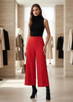 Яркие красные брюки палаццо zara