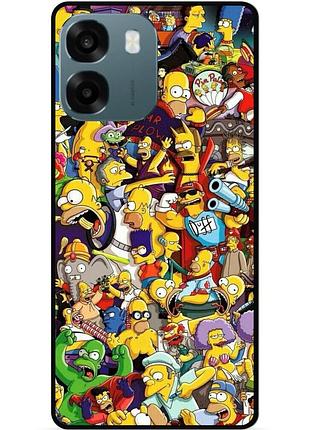 Чехол силиконовый бампер для oppo a6 с рисунком стикеры симпсоны мультяшки simpsons