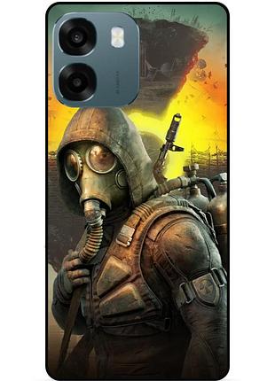 Силиконовый чехол бампер для oppo a6 с рисунком сталкер stalker